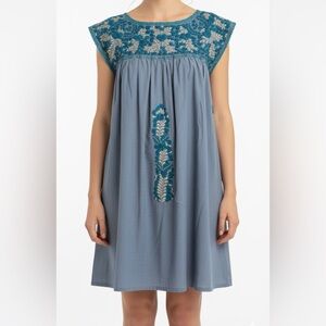 Mi Golondrina Dress Floral Embroidered Mini S